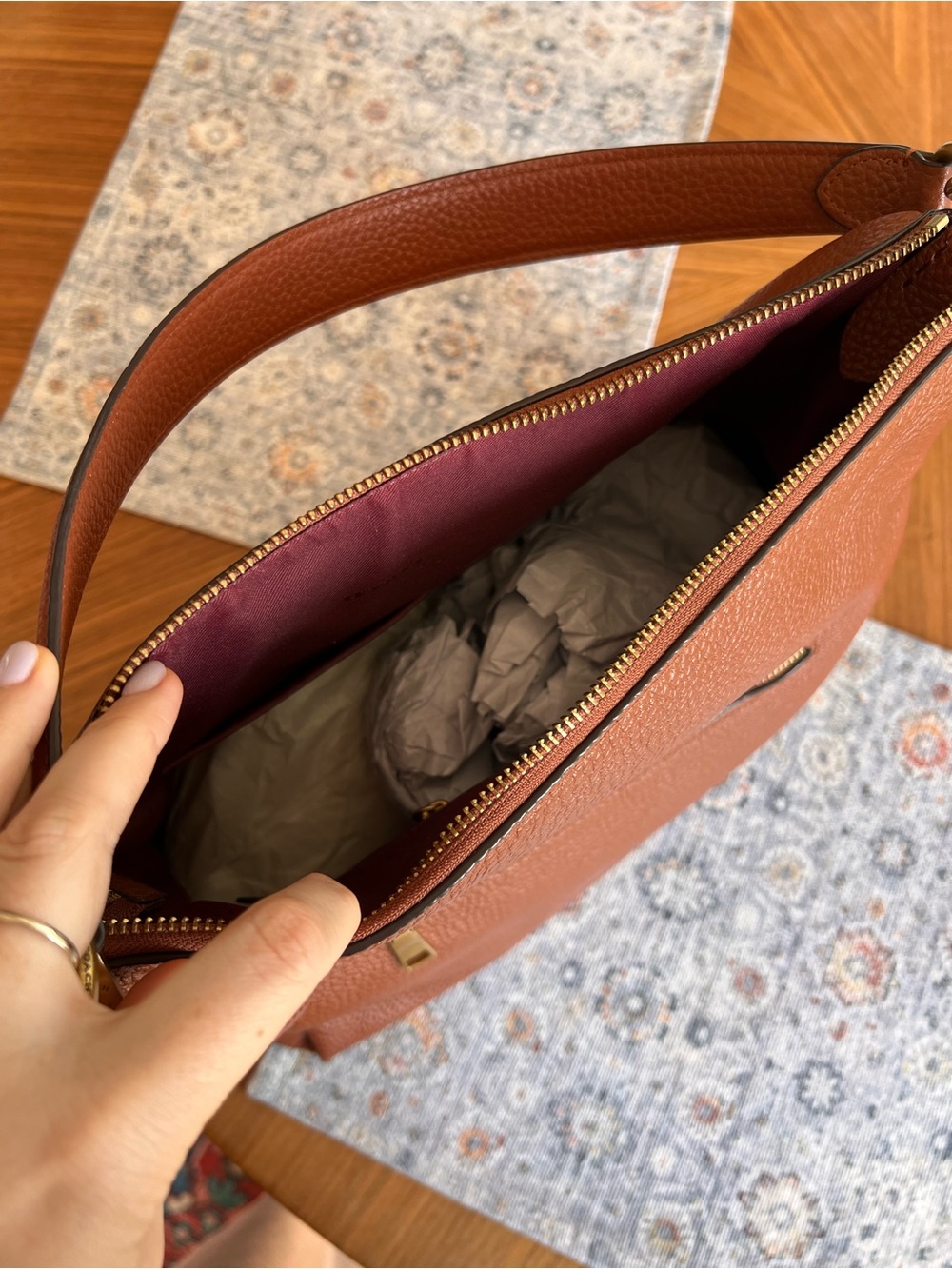 Coach Brown Pebbled Leather Shoulder Bag - Picture 3 of 9